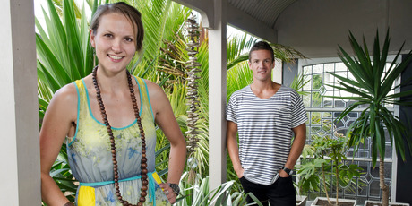 Libby Crawford and her brother Ben Crawford, winners of 'The Block' reality show, do some renovation work around the house. Photo / David Alexander