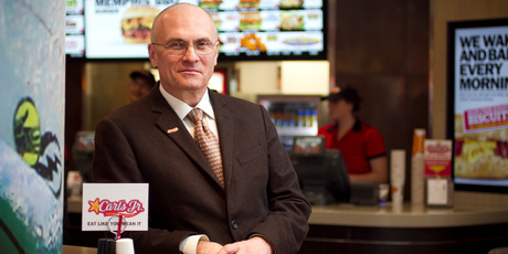 Andy Puzder, chief executive of CKE Restaurants, at the new Carl's Jr store in the Metro Centre, Queen St. Photo / Natalie Slade