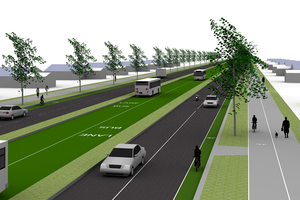 An artist's impression of the Ameti busway. Photo / Sarah Ivey