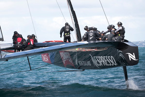 Emirates Team New Zealand's AC72 America's Cup catamaran. Photo / Natalie Slade