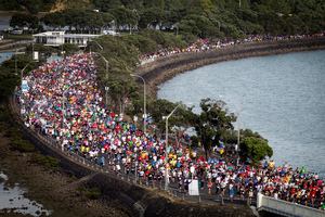 The annual 8.4km Round the Bays Run attracts up to 70,000 participants, ranging from experienced athletes to people out for a good time. Photo / Natalie Slade