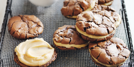 Salted caramel brownie sandwich cookies. Photo / Donna Hay Magazine