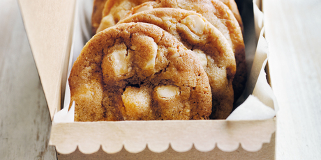 White chocolate and macadamia chip cookies. Photo / Donna Hay Magazine