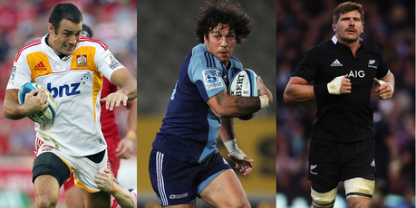 Richard Kahui (L), Rene Ranger (C) and Adam Thomson. Photo / Getty Images.