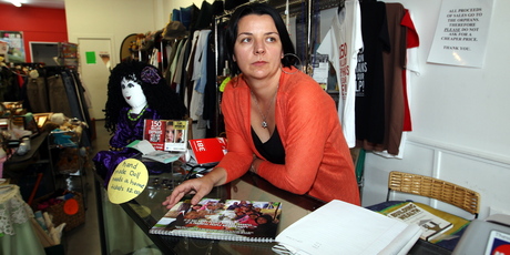 Orphans Aid Op-shop manager Gabriela James was robbed while working at the central Hastings charity store on Monday.