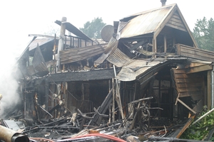 The aftermath following the massive fire on Friday night. Photo / Lesley Staniland