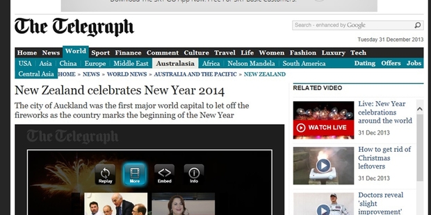 The Daily Telegraph website shows Auckland as New Zealand's capital.