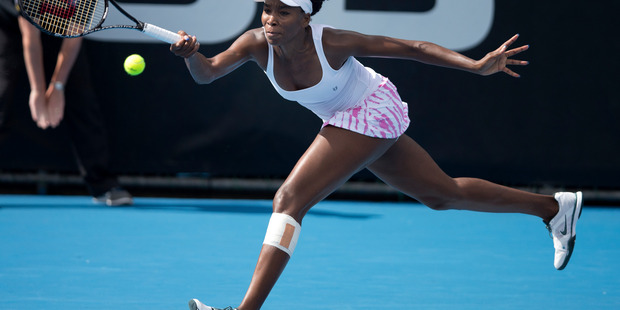 Venus Williams of the USA in action in her singles match against Yvonne Meusburger. Photo / Brett Phibbs