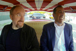 Jerry Seinfeld and guest Louis C.K. in a scene from Seinfeld's new web series talk show Comedians in Cars Getting Coffee.