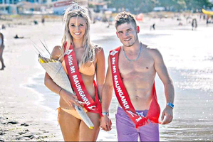WINNING PAIR: Miss Mount winner Ceri McVinnie, of Matamata, and her boyfriend, second place winner in Mr Mount, Christiaan de Beer of Hamilton.PHOTO/ANDREW WARNER