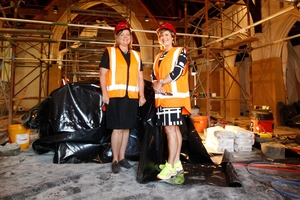 Diocesan School business & planning director Merle Boniface (L) and principal Heather McRae inside the chapel, which is being strengthened at a cost of $1.26m. Photo / Chris Gorman
