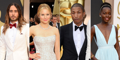 Jared Leto, Kristen Bell, Pharrell Williams and Lupita Nyong'o at the 86th annual Academy Awards. Photos / AP