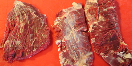 The portioned skirt (bavette on right).