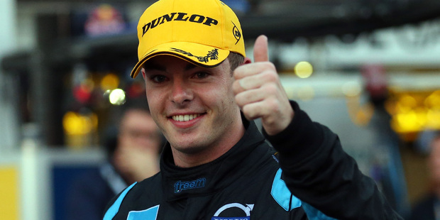Scott McLaughlin driver of the #33 Valvoline Racing GRM Volvo celebrates after finishing second in race two of the V8 Supercars Championship at Adelaide Street Circuit. Photo / Getty