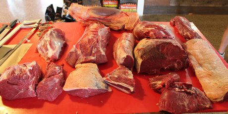 The portioned cuts of the hindquarter.