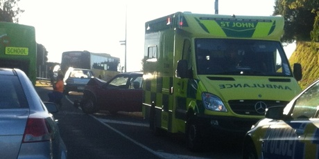 The scene of the crash this morning in Welcome Bay.