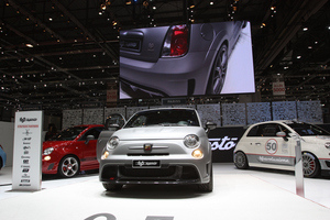 Fiat 500 Abarth Biposto an entourage at the Geneva Motor Show 2014