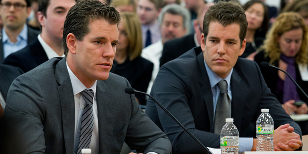 Brothers Cameron, left, and Tyler Winklevoss, hope to follow in the footstep of Sir Edmund Hillary in exploring the possibilities of bitcoins. Photo / AP