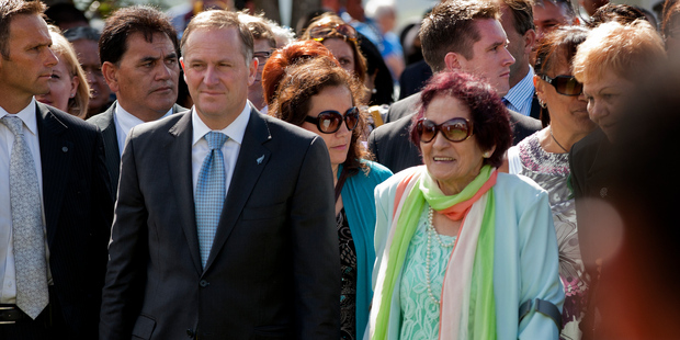 John Key and Titewhai Harawira on Waitangi Day last year. Photo / Sarah Ivey