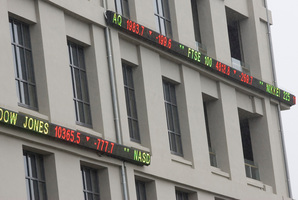 The stocker ticker on the NZX building in Wellington. New Zealand Herald Photograph by Mark Mitchell