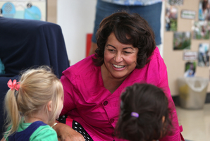 Minister of Education Hekia Parata visits the Onerahi Kindergarten. Photo / Michael Cunningham