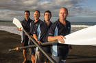 Jude Minor, Regan Cotter, Aidan Callaghan and Daniel Murfitt, the Westshore Red surf boat crew which was part of a Hawke's Bay trifecta at the national surf lifesaving championships in Ohope yesterday. Photo / Paul Taylor Jude Minor, Regan Cotter, Aidan Callaghan and Daniel Murfitt, the Westshore Red surf boat crew which was part of a Hawke's Bay trifecta at the national surf lifesaving championships in Ohope yesterday. Photo / Paul Taylor