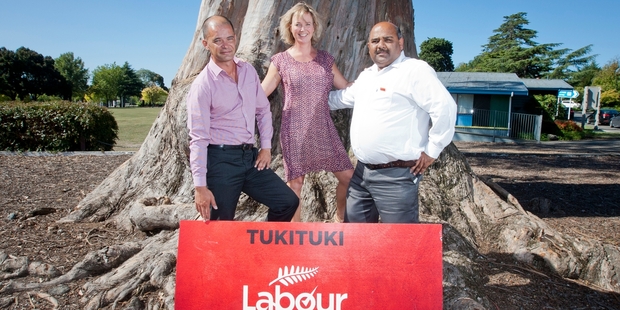 From left, Nevada Halbert, Anna Lorck and Sanjeev Bhatia would all like the chance to be Labour's candidate in the Tukituki electorate. Photo/Glenn Taylor