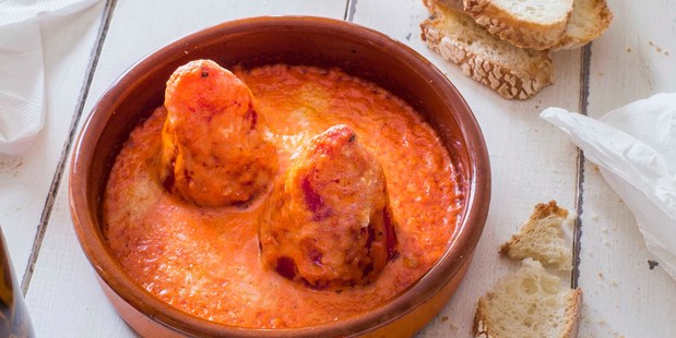 Prawn and fish stuffed piquillo peppers from Bellota. Photo / NZH