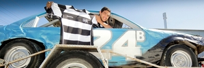 SMASHING TIME: Trent Boswell-Wakefield will use tonight's celebrity streetstock races to promote the community jersey campaign. PHOTO/WARREN BUCKLAND