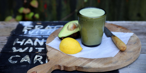 Eleanor Ozich's avocado, banana, coconut water, lettuce, lemon and grape smoothie. Photo / Supplied