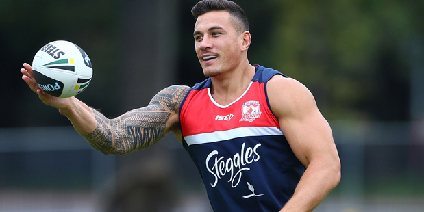 Sonny Bill Williams trains ahead of tonight's NRL season opener between the Roosters and Rabbitohs. Photo / Getty