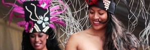 Cook Island performers at Pasifika in Auckland yesterday. Photo / Doug Sherring
