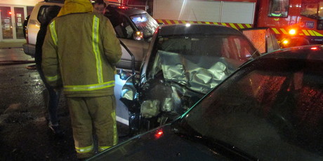 Several vehicles were damaged in Whakatane's main street tonight.