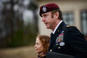Brigadier General Jeffrey Sinclair, who has been charged with sexually assaulting a junior officer, leaves the courthouse at Fort Bragg. Photo / AP