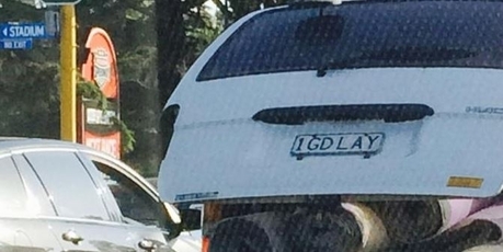 A suitable number plate, spotted in Auckland.