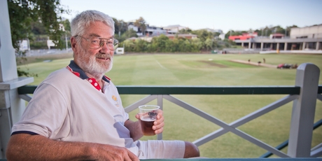 Bryan Haggitt in the stands at Eden Park's No2 ground. Photo / Greg Bowker