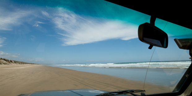 Driving down Ninety Mile Beach.