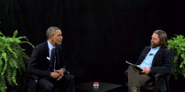 President Barack Obama with The Hangover's Zach Galifianakis in Between Two Ferns.