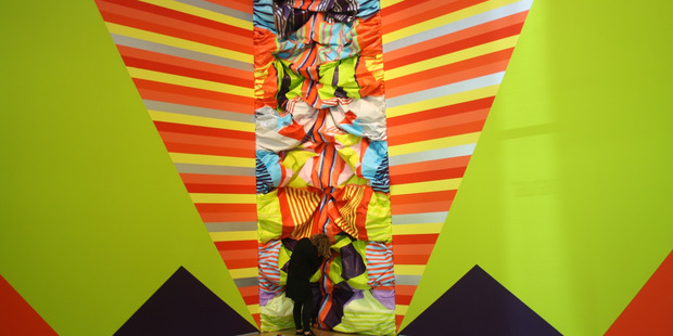 Miranda Parkes with ther large-scale work. PHOTO/ KATHERINE HOBY