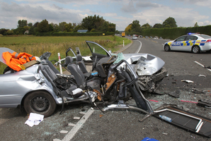 Shannon Wall died after travelling in this car, which was involved in a crash on SH2 on Sunday.