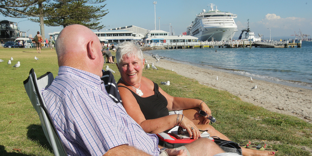 Percy Vincent and Janet Jones have been watching cruise ships come in and out of New Zealand for the last 20 years. A few years ago they went on their own cruise adventure but decided they prefer to watch from the safety of the land.
