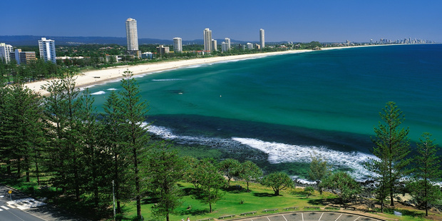 The view to Surfers Paradise from Burleigh Heads. Photo / Gold Coast Tourism