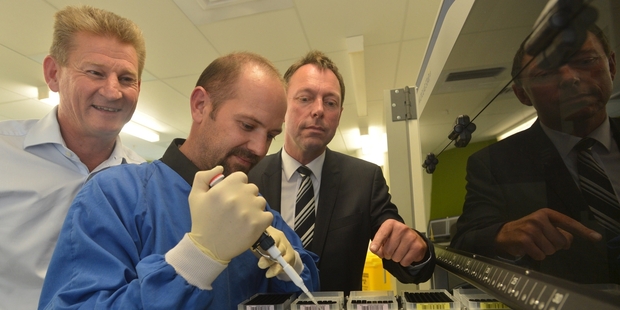 Pacific Edge chief executive David Darling (left), senior scientist Justin Harvey and chairman Chris Swann. Photo / APN