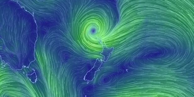 The latest satellite images from a live online animated map. PHOTO: Screen shot from earth.nullschool.net