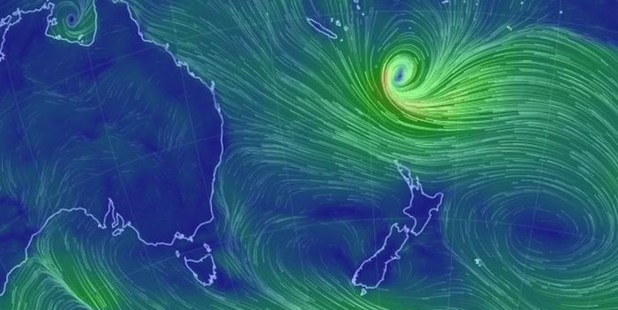 Cyclone Lusi on its way to New Zealand.
