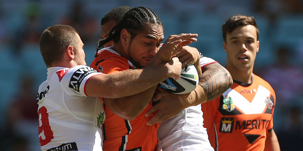 In their opening game of the NRL season, the Tigers led 12-0 after 11 minutes and 18-6 after 20 minutes before being thumped. Photo / Getty Images