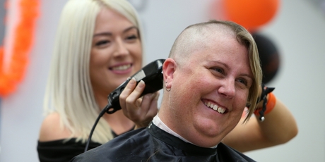Melissa Wickliffe loses her locks with help from Rodney Wayne stylist Sara Priestley Photo / APN