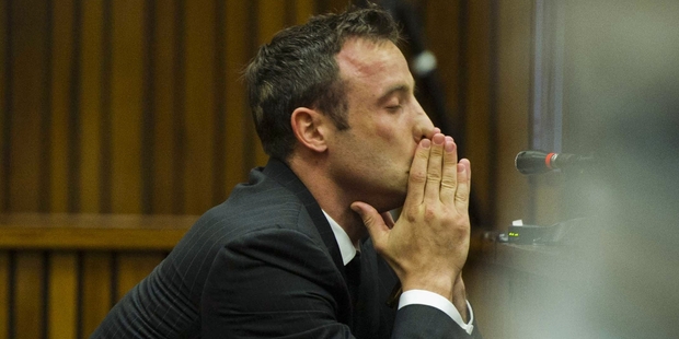 The strain of the murder trial has shown on Oscar Pistorius' face in the Pretoria court. Photo / AP