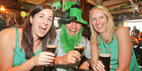 (L-R) Kate McKinnon, Nathan Pipi, Jessica Pipi enjoying St Patrick's Day in Havelock North. Photo / Warren Buckland