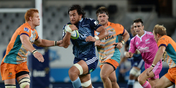 Steven Luatua. Blues v Cheetahs. Investec Super Rugby Season. Eden Park, Auckland, New Zealand. Saturday 22 March 2014. Photo: Andrew Cornaga/Photosport.co.nz